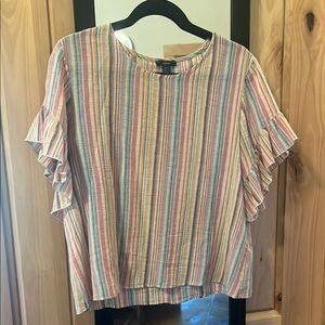 Drew Striped Ruffle Sleeve Top